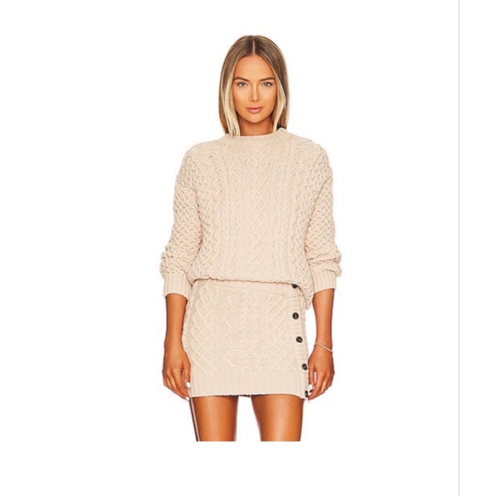 NWT Song of Style Knit Naara Cable Mini Skirt in Mushroom Grey Beige- Size XS